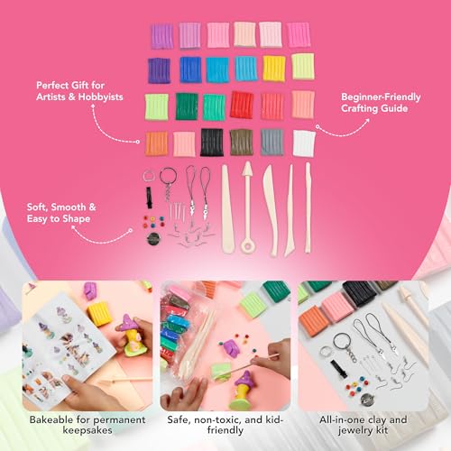Incraftables Polymer Clay Kit – 24-Color Non-Toxic Oven-Bake Clay Set with Tools, Cutters, Molds, Jump Rings & Keychain Rings for Jewelry, Miniatures & Sculpting (Pack of 2) - size: Small (Pack of 2)