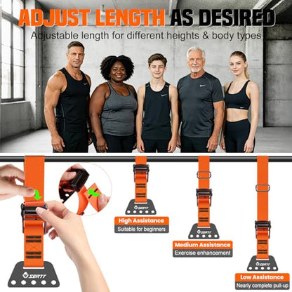 SERTT Adjustable Pull Up Assistance Band, Heavy Duty Assisted Pull Up Bands Support 375lbs, Upgrade Pull Up Bar Resistance Band for Assist Pullup Home Gym Strength Training - color: Orange