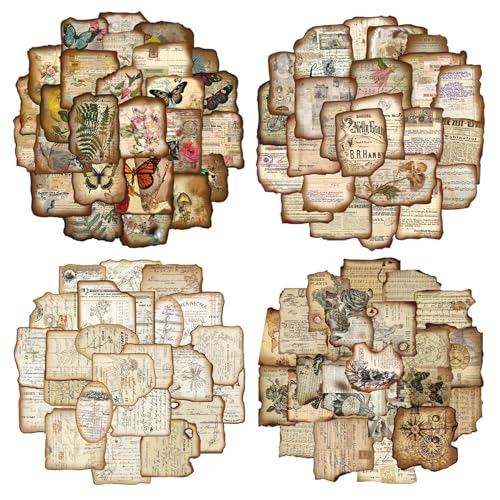 200 Pcs Vintage Scrapbook Journaling Stickers Antique Map Floral Style | for Adults & Teens, Junk Journal, Bullet Planners, Diaries, Collages & DIY Crafts - style: Retro