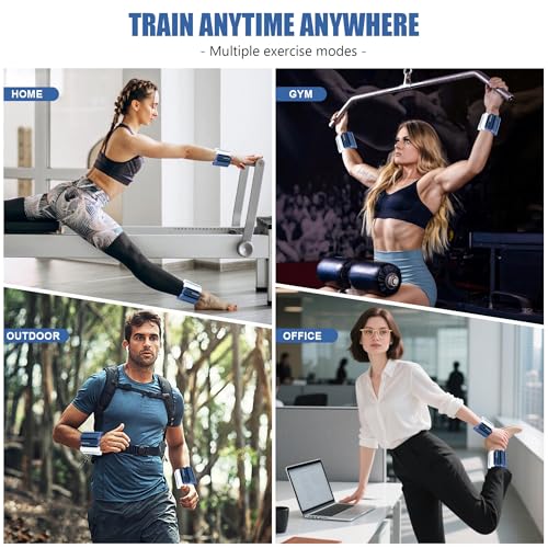 Ankle Wrist Weights for Women 2lbs/4lbs Pairs Adjustable Silicone Weights - color: Gradient Blue, size: 4 lbs Pair (2 lb Each)