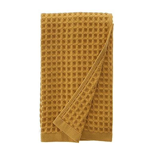 sea me at home Waffle Hand Towel – 100% Turkish Cotton, Quick-Dry, Soft and Absorbent Bathroom Towel (Mustard) - color: Mustard, size: Hand Towel (1 Piece)