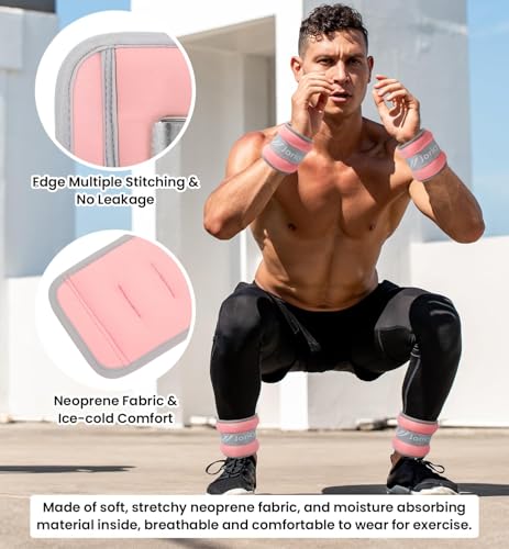 Ankle Weights A Pair of 1/2/3/4/6/8/10/12/20 LBS Wrist Leg Arm Weights for Women Men with Adjustable Straps, Strength weighted for Physical Therapy Running Walking Home Fitness Gym Workout Weight Loss - color: Light Pink
