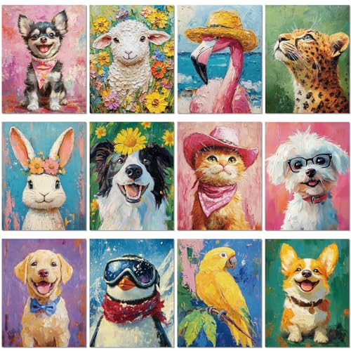 Sherr 12 Pcs Pre Drawn Canvas for Adults,Cute Animals,8 x 10 Inch | Pre Printed Canvas, Sip and Paint Party Canvas Painting Kit, for Holiday Painting Crafts Favor - size: 8 x 10 Inch, style: Cute Animals