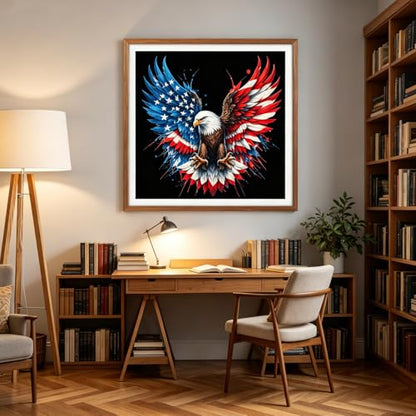 Diamond Art Painting Kits for Adults, Patriotic American Flag Bald Eagle Full Drill Diamond Dots Paintings for Beginners, Round 5D Paint with Diamonds Pictures Gem Art Painting Kits DIY Crafts - color: Patriotic Owl
