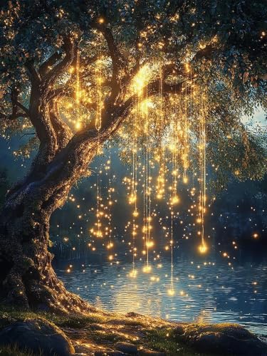 Diamond Art Kits for Adults,Diamond Art Painting Kits for Adults11.8x15.7in | Tree of Life Stress Relief Full Round Drill Heartfelt Gift Strong Adhesive Wall Decor HD Canvas 11.8x15.7 in30x40 cm - color: Light & Tree