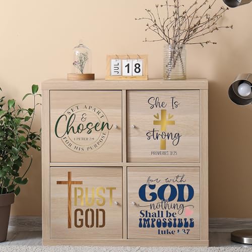 Sitsink Christian Inspirational Stencils for Painting - 20 Pcs Reusable Templates, Faith Jesus God Bless Stencils for DIY Crafts Church Decor Gift Making - style: christian inspirational