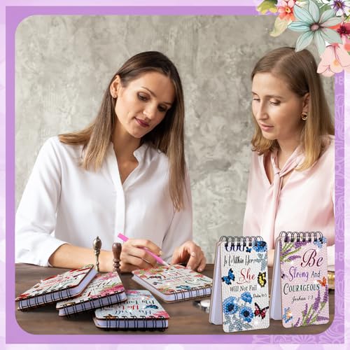 Fuyoooo 12 Pcs Bible Verse Diamond Art Notebook for Adult, 4.72 x 2.83 Inch | Bible Verse Diamond Art Kits, Christian DIY Cover Notebook Diamond Painting for Beginners, 5d Journal Notepad Accessories - style: Floral Bible