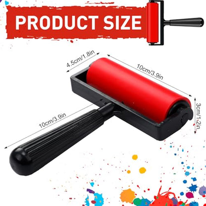 Geelin 3 Pack Rubber Brayer for Gel Printing 4 Inch Rubber Brayer Roller for Printmaking