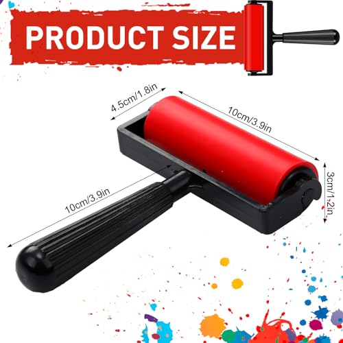 Geelin 3 Pack Rubber Brayer for Gel Printing 4 Inch Rubber Brayer Roller for Printmaking