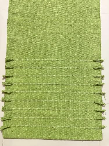 Payal Rugs Cotton Yoga Mat - Eco-Friendly Hand-Woven Rug - Non Slip & Thick (24”x72”x5mm) for Yoga Everyday Fitness at Home - Comfortable Extra-Long - color: Green