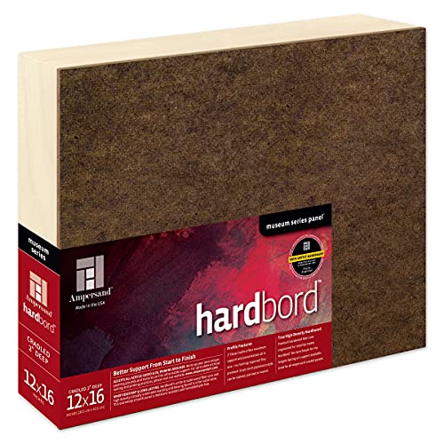 Ampersand Art Supply Hardboard Wood Painting Panel: Museum Series Hardbord, 12" x 16", 2 Inch Cradled Profile - color: 2 Inch Cradled Profile, size: 12" x 16"