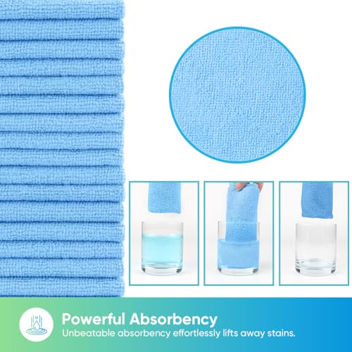 HOMEXCEL Microfiber Cleaning Cloth 20 PK, Towels for Cars and Shop, Blue - color: Blue