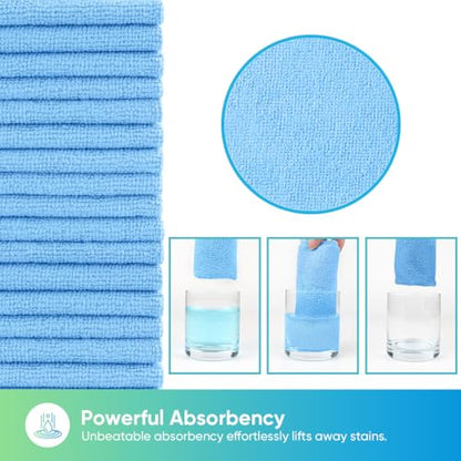 HOMEXCEL Microfiber Cleaning Cloth 20 PK, Towels for Cars and Shop, Blue - color: Blue