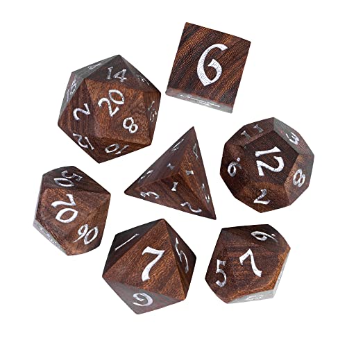Wooden DND Dice Set Red Sandalwood Dice Set for D&D Tabletop Games - color: Red Sandalwood