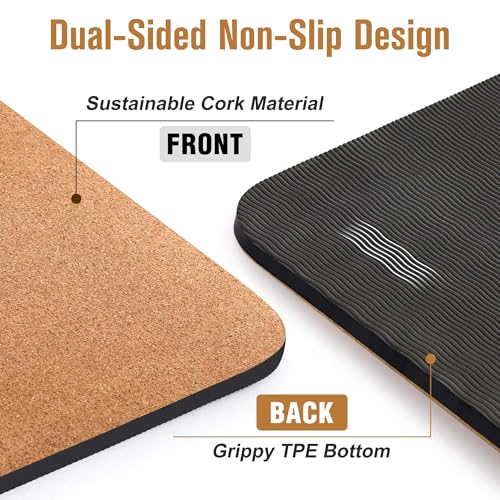 Umineux Cork Yoga Mat 1/4 & 2/5 Inch Thick 72 x 26 in - color: Brown, size: 10MM