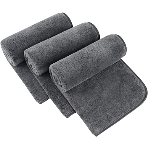 SINLAND Microfiber Hand Towels for Bathroom, 16 x 31 Inch, Grey, 3Pack - color: Dgreyx3