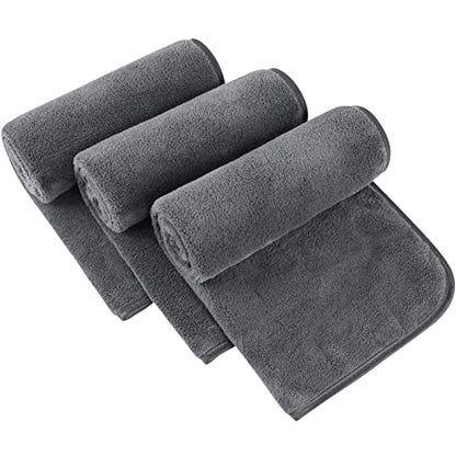 SINLAND Microfiber Hand Towels for Bathroom, 16 x 31 Inch, Grey, 3Pack - color: Dgreyx3