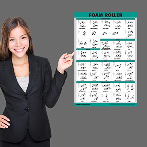 Palace Learning Foam Roller Exercise Poster - Stretching and Workout Routine for Foam Roller (Laminated, 18" x 24")