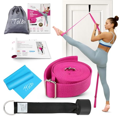 Leg Stretcher Strap with Door Anchor and Resistance Band, Splits Trainer | Home Flexibility Trainer for Splits, Ballet, Dance, Cheer, Yoga, Gymnastics, Pole and Taekwondo, Kids to Adults, All Levels - color: Vibrant Pink