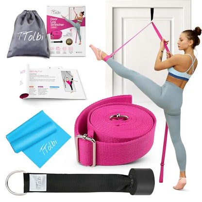 Leg Stretcher Strap with Door Anchor and Resistance Band, Splits Trainer | Home Flexibility Trainer for Splits, Ballet, Dance, Cheer, Yoga, Gymnastics, Pole and Taekwondo, Kids to Adults, All Levels - color: Vibrant Pink