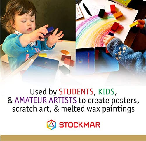 Stockmar Beeswax Block Crayons, Set of 8 - Non Toxic, Safe, Natural Jumbo Crayons For Kids & Adults - Waldorf Homeschool -Waldorf Art Supplies - In Storage Tin Case, Made in Germany
