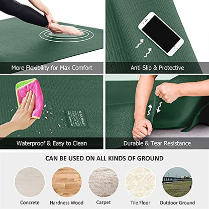 GXMMAT Large Yoga Mat 12'x6'/10'x6'/6'x8'(7mm) - color: Green Jasper, size: 6*8 FT
