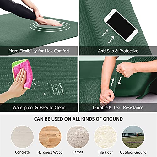 GXMMAT Large Yoga Mat 6'x4'/6'x6'(7mm) & 7'x5'(9mm) - color: Green Jasper, size: 6*6 FT
