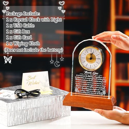 Ornalrist Thank You Gifts for Men Women Crystal Clock Appreciation Keepsake - color: Thank You