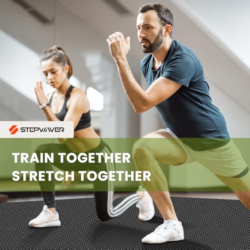 Stepwaver Large Exercise Mat, 6'x4'/7'x5'/8'x5'/9'x5'/10'x5'/12'x5'x8mm | Non-Slip, Ultra Durable, High-Density, Extra Thick Workout Mat for Home Gym Flooring, Cardio, Yoga & Fitness, Shoes-Friendly - size: 7x5FT