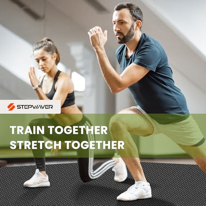 Stepwaver Large Exercise Mat, 6'x4'/7'x5'/8'x5'/9'x5'/10'x5'/12'x5'x8mm | Non-Slip, Ultra Durable, High-Density, Extra Thick Workout Mat for Home Gym Flooring, Cardio, Yoga & Fitness, Shoes-Friendly - size: 7x5FT