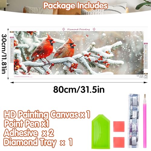 SKRYUIE 5D Large Diamond Painting Kits Christmas - DIY Diamond Art Kits for Adults Bird, Full Round Drill - Crystal Embroidery Cross Stitch - Craft for Wall & Office Decor - 12x30 inch / 30x80 cm C25 - color: colorful-8