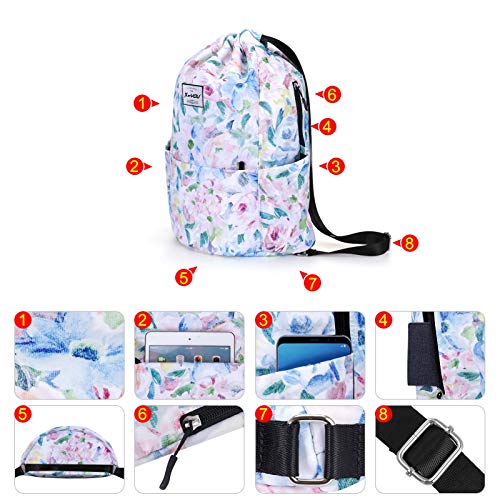 XEYOU Drawstring Backpack Bag Sport Gym Sackpack Beach Cinch Bag | Lightweight Swimming Bag, Water-Resistant Fabric, Travel Daypack for Women and Men - color: Oil Painting Flowers
