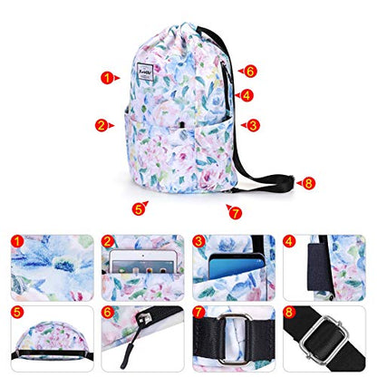 XEYOU Drawstring Backpack Bag Sport Gym Sackpack Beach Cinch Bag | Lightweight Swimming Bag, Water-Resistant Fabric, Travel Daypack for Women and Men - color: Oil Painting Flowers