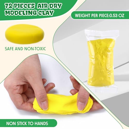 VioraWhite 72 Pcs 38oz Air Dry Clay Bulk Modeling Clay,Green and Yellow | Ultra Lightweight Foam Modeling Clay for Kids Adults, DIY Gifts Party Arts Crafts, School Project Supplies - color: Green and Yellow