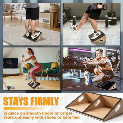 Slant Board, 19.7" Wide Calf Stretcher Slant Board for Calf Stretching, Squats, Knees Over Toes, Weightlifting, and Fitness, 6.5” Height for Deeper Squats & More Muscle Activation
