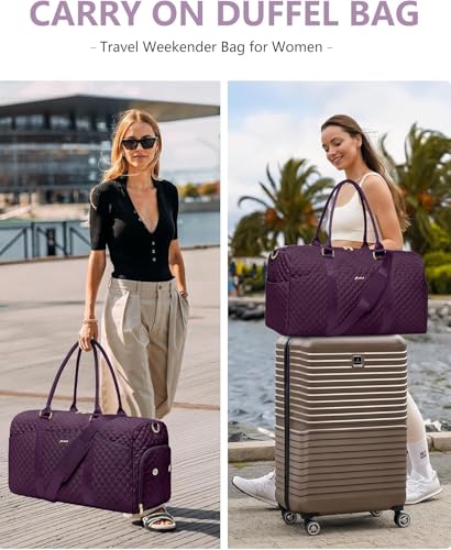 Women Weekender Travel Duffle Bag: Travel Duffel Overnight Bags with Shoe Compartment Large Carry on Tote with Toiletry Bag Weekend Traveling Yoga Gym Hospital Bag for Women with Wet Pocket Purple - color: 03-Purple, size: X-Large