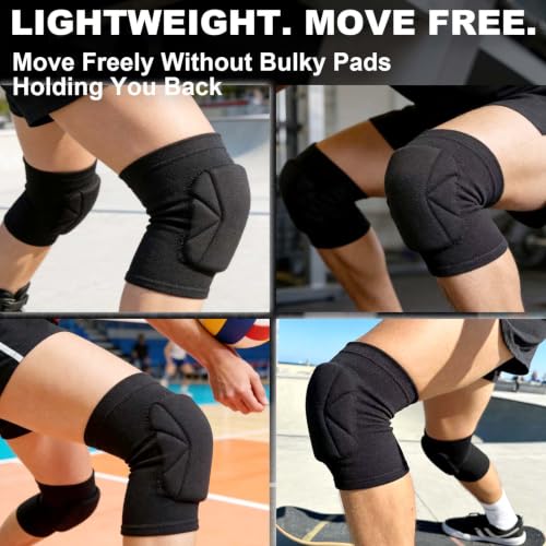 Volleyball Knee Pads for Men Women, Soft Sleeves with Thick Foam, Black M - size: Medium