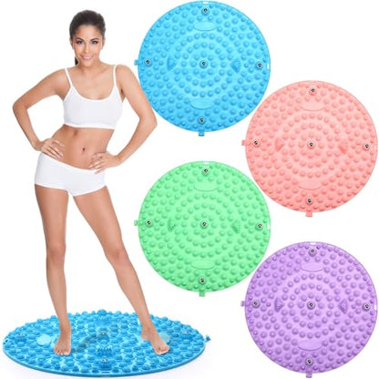Threlaco 4 Pack Foot Massager Mat Foot Reflexology Pad with Magnetic Relaxation Massage Feet Pressure Point Pad Anti Fatigue Walk Stone Acupoint Mat Particle Portable Massage Tool(Mixed Colors) - color: Mixed Colors