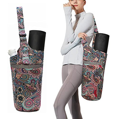 IwIeIaIrI Yoga Mat Bag Cylinder for Women with Large Zipper Pocket - color: Pink
