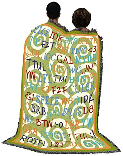 Pure Country Weavers Tween Talk Blanket Tapestry Throw Woven from Cotton - Made in the USA (72x54) - color: Tween Talk