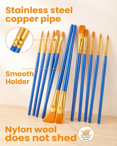 Paint Brushes Set, 160Pcs Round Pointed Tip Artist Paintbrushes for Acrylic Painting Oil Watercolor Canvas Boards Rock Body Face Nail Art, Halloween Pumpkin Ceramic Crafts Supplies，Blue - size: 160