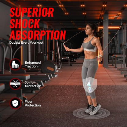 SUPERJARE 0.79'' Extra-Thick Exercise Equipment Mats, 48 Pcs 192 Sq Ft Rubber Top Floor Tiles with High Density EVA Foam, Interlocking Gym Flooring for Home Gym, Workout Mat, Black/Grey - size: 48 Tiles (192 Sq Ft)