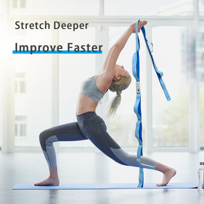 Stretching Strap Yoga Strap with Loops for Physical Therapy, Non-Elastic - color: Light Blue
