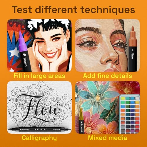 ARTISTRO 100 Acrylic Dual-Tip Glass Marker Pens for Wine Glasses | Brush + Fine Tips Vibrant Dual Tip Paint Pens for Party Charms, DIY, Craft - Art and Craft Supplies for Adults, Teens, Kids