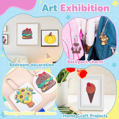 Prudiut Foam Te×ture Painting Kit, 63 Pieces, 3D Puffy Art Craft Set | 30 Foam Sheets, 12 Markers, Water Pen, 20 Chains; Water-Activated 3D Effect; Diy Crafts, Gifts, Classroom Use
