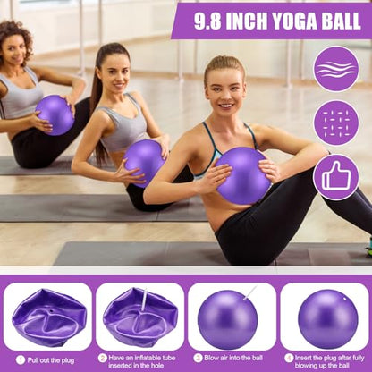 Silipull 10 Pcs Pilates Ring Blocks Set for Women Home Yoga Equipment Accessories Pilates Ring Circle and Ball Workouts Gift Include Ball Yoga Circle Resistance Bands Block Straps Gym Bag - color: Purple