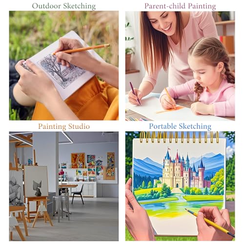 SuyuanArt Hardcover Square Sketchbook 8" x8", Thick Acid-Free Paper for Drawing Spiral Bound, Portable Mixed Media Art Sketch Pad,Drawing Sketching Gift for Artists (Green Wheat Fields 8 "x 8 ") - color: Green Wheat Fields 8 "x 8 "