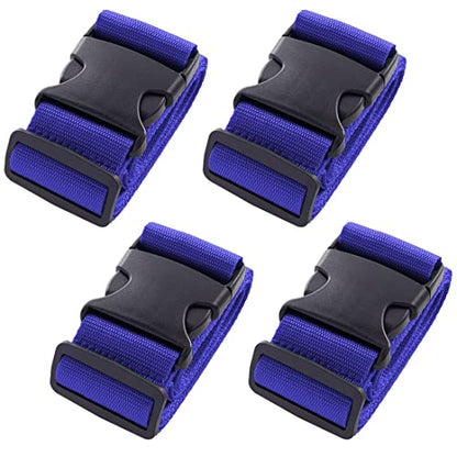4pcs 74″×2″Luggage Straps for Suitcases,Adjustable Suitcase Straps and Heavy Duty Strap Buckle Packing Straps Travel Accessories,Navy Blue - color: Navy blue 4PCS