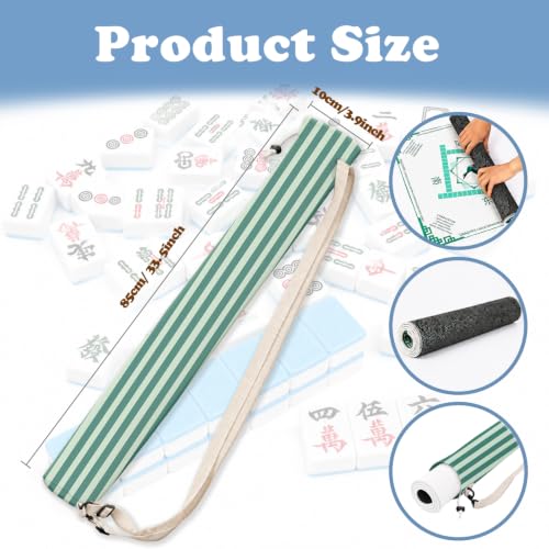Green Striped Mahjong Mat Bag with Adjustable Straps - color: Green Striped