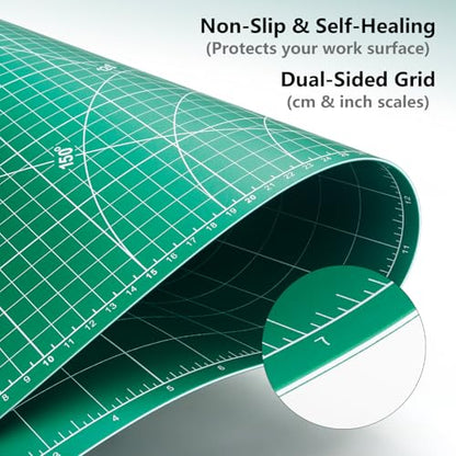 ArtAt Self Healing Cutting Mat: 24 x 36 inch Green Large 5-Ply Double-Sided Durable Non-Slip PVC Cutting Mat for Sewing Quilting Scrapbooking Art & Crafts projects… - color: Green, size: 36"L x 24"W